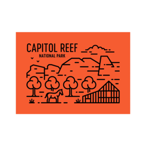 Capitol Reef National Park Orange Doodle Postcard Fell